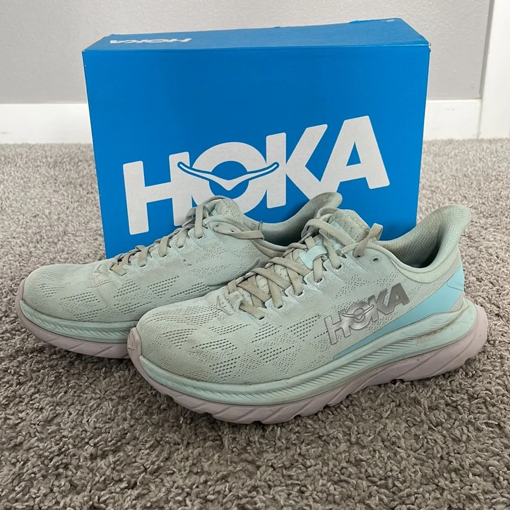 HOKA ONE ONE Mach 4 Tennis Shoes, Blue Glass/Coastal Shade (𝐬𝐞𝐞 𝐩𝐡𝐨𝐭𝐨𝐬)